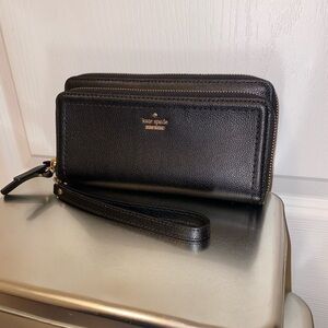 Kate Spade Black Wristlet with Gold Accents